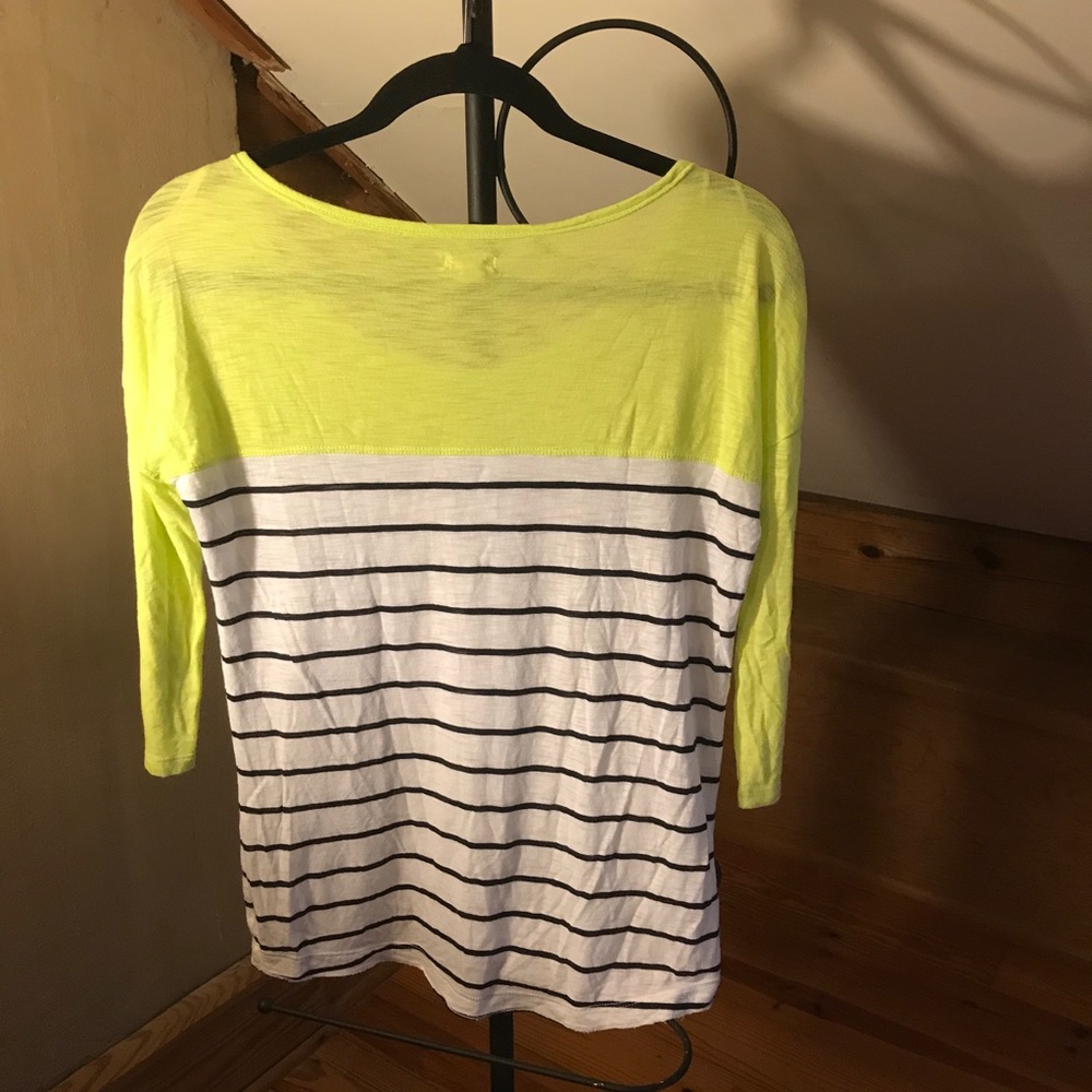 🌸5/$30🌸 Aerie 3/4 Yellow White Stripe Tee, EUC S - Picture 2 of 15